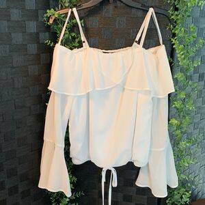A. Byer Size Small off shoulder ruffle blouse somewhat cropped-see measurements